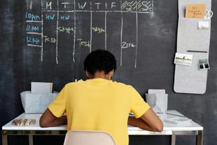 student at desk