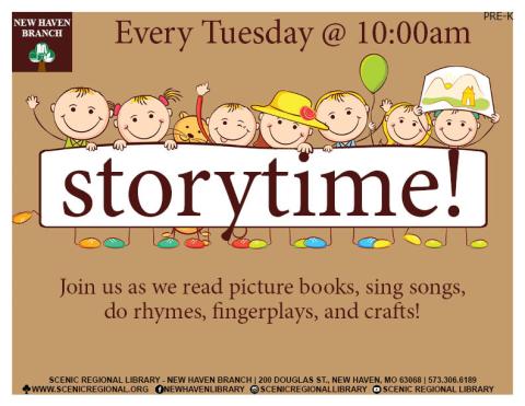 Weekly Storytime is geared for children ages 3 to 5 years of age.  Older children and younger children are both welcome. 
